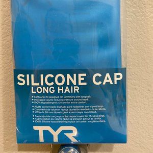 TYR Long Hair Wrinkle Free Silicone Swim Cap NWT!